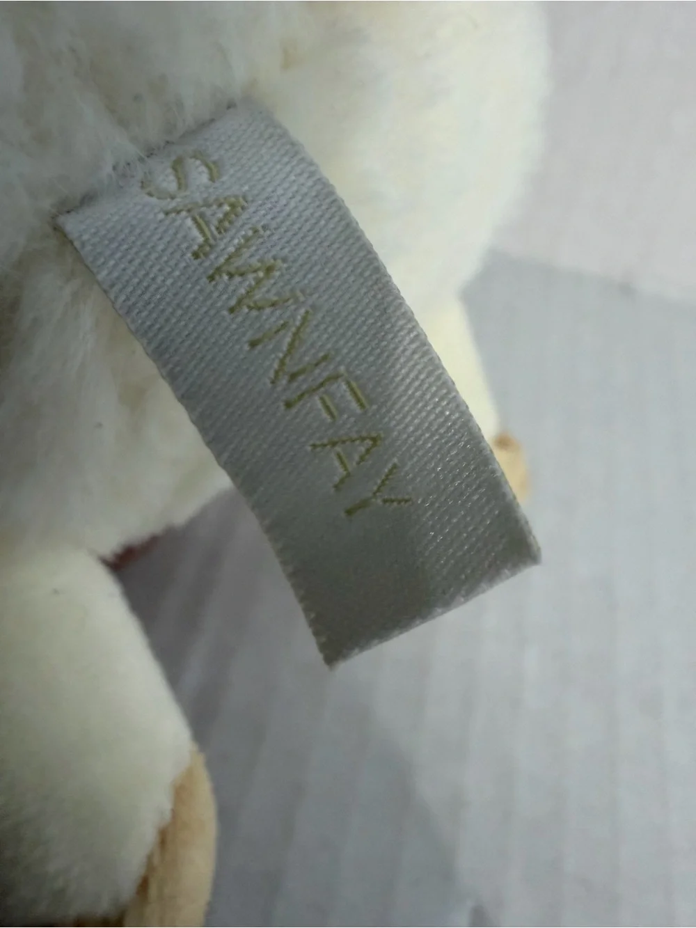 Swan Fay Praying Hands Plush White Lamb with Light Blue Bow
